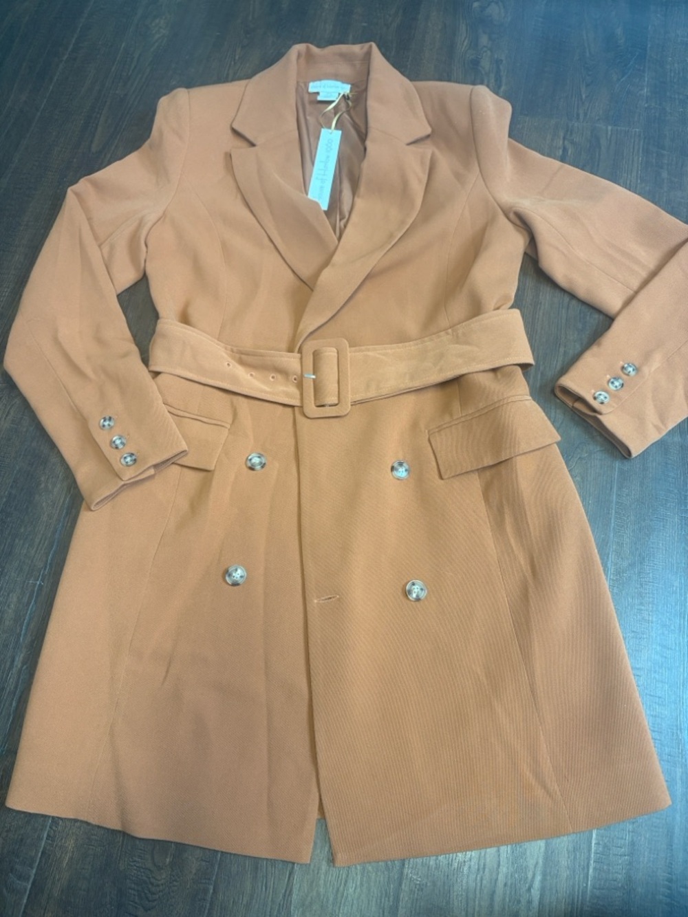 HOUSE OF HARLOW 1960 womens small Rust Belted Double-Breasted Blazer Jacket fall